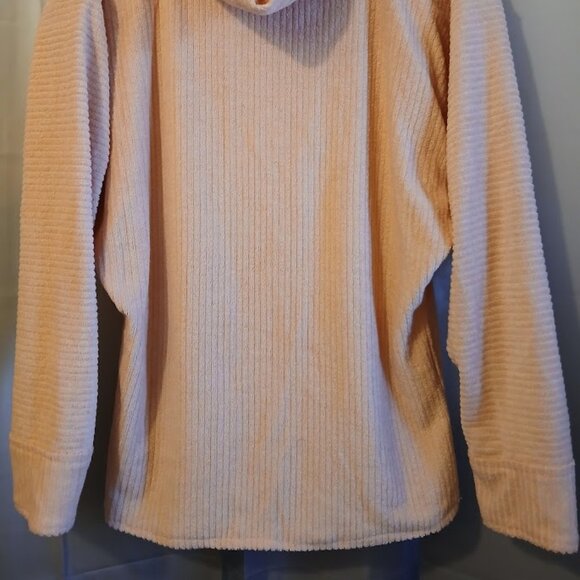 NEW Lightweight Terry Cowl neck Sweater Top womens M Pink stretch knit Long slv - Picture 3 of 8